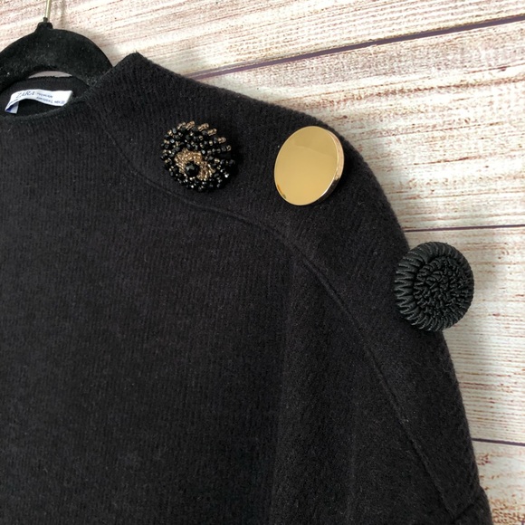 Zara Black Embellished Mock Neck Sweater - Picture 2 of 4